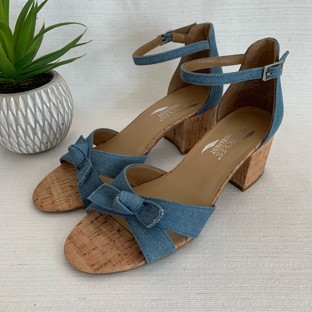 Aerosoles Heelrest Cuff Link Vintage Denim Ankle Strap Sandals Woman’s 7M